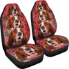 Irish Red and White Setter On Flower Print Car Seat Covers