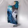 Siberian Husky With Ocean Print Hooded Blanket