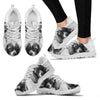 Cavalier King Charles Spaniel On Black And White Print Running Shoes