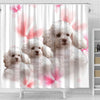 Cute Poodle Dog Print Shower Curtains