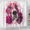 Basset Hound Dog Painting Print Shower Curtains