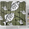 White Fish Print Shower Curtain