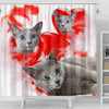 Cute Russian Blue Cat Print Shower Curtains