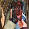 German Shepherd On Red and Blue Print Women's Leather Wallet