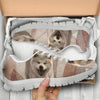 Cute Akita Inu On Leaves Print Running Shoes