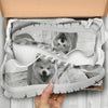 Lovely Akita Inu On Black and White Print Running Shoes