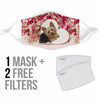 Yorkie In Heart Print Face Mask