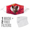 Russian Blue Cat On Heart Print Face Mask