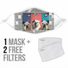 Three Bulldog Print Face Mask