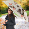 French Bulldog With Heart Print Umbrellas