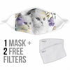 Persian Cat On Floral Print Face Mask