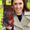 German Shepherd On Red and Blue Print Women's Leather Wallet