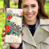 Labrador Dog Floral Print Women's Leather Wallet