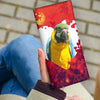 Catalina Macaw On Heart Print Women's Leather Wallet