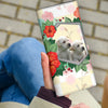 Labrador Dog Floral Print Women's Leather Wallet